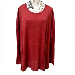 Simply Noelle Red Long Sleeve Laced Relaxed Versatile Minimalist Tunic size L/XL